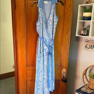 Diane Von Furstenberg Blue and White Maxi Dress
